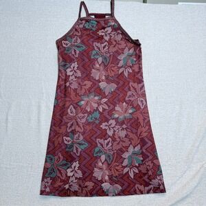 Prana XS Dress Burgundy Floral Geometric Strappy Back Built-in Bra Activewear